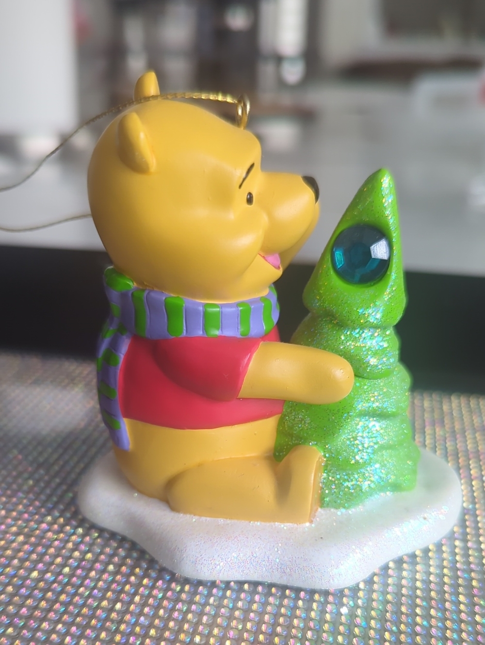 Winnie The Pooh Bear Glittery Resin Christmas Tree Ornament